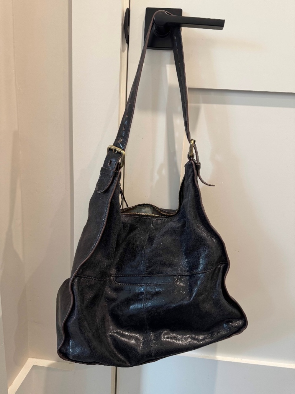 HOBO Original Marley Black Leather Slouchy Shoulder Bag Handbag Hobo